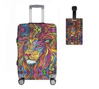 Löwess Elastic Suitcase Protective Cover + Luggage Tag Set of 2 Suitcase Cover Luggage Cover Luggage Cover Washable Print Luggage Cover 18-32 Inches, R1, M(22-24in), Suitcase cover