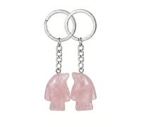 LOEZ Couple Penguin Keychain Set, Crystal Matching Keychains for Him and Her, Romantic Anniversary Valentine Gift, Rose Quartz