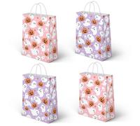 Lofaris 24 Pcs Halloween Bags 16x8x22cm, Cute Ghost & Pumpkin Pattern Treat, Pink & Lavender Candy Bags with Stars for Kids Party Favors, Trick or Treat Goodie