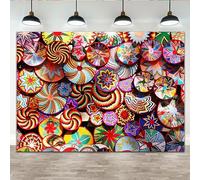 Lofaris 7x5ft Traditional Ethiopian Floral Pattern Africa Traditional Colorful Basket Backdrop Mexican Party Decoration Cultural Tradition Ethiopia Background Photography Festival Decor Banner