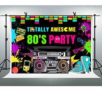 Lofaris 80's Backdrop Totally Awesome 80's Party Graffiti Colorful Hip Hop Game Radio Photography Background Banner Personalized Portrait Decoration Supplies Photo Booth Props Vinyl 10x7ft