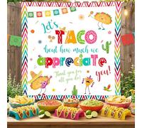 Lofaris 9x6ft Thank You for All You Do Backdrop Let's Taco Bout How Much We Appreciate You Background Thanks for Staff Employee Teachers Doctor Mexican Colored Stripes Photography Banner Supplies