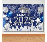 Lofaris Class of 2022 Party Photography Backdrop Royal Blue and Silver Congrats Grad Graduation Caps Background Celebration Graduation Prom Party Supplies Banner Photo Studio Props 9x6ft