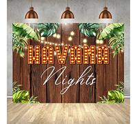 Lofaris Havana Nights Wood Backdrop Palm Leaves Adult Birthday Party Photoshoot Photography Background One Hot Havana Night Cuban Parties Cake Table Decorations Supplies Wooden Wall Banner Props
