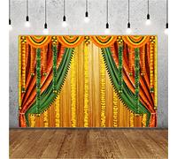 Lofaris India Pooja Photography Backdrop Puja Ganpati Pooja Traditional Mehndi Festival Background Decorations Wedding Party Marigold Garlands Photo Props 5x3ft