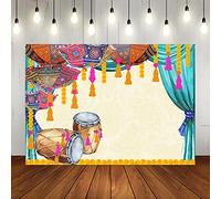 Lofaris India Traditional Wedding Backdrop for Photography Yellow Flower Curtain Background for Hindu Indian Wedding Decor Marigold Puja Ganpati Wedding Photo Booth Props 7x5ft