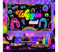 Lofaris Wiggin Out Party Decorations Banner Decor | Glow Neon Supplies, Glow In The Dark Backdrop, Photo Booth, Photography Background, 70.8x43.3 Inch