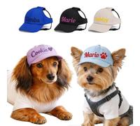 LOFART Custom Embroidered Name Dog Hat, Personalized Cat Hat with Name and Icon,Custom Dog Bucket Hats with Ear Holes Dogs Visor for Small Medium Large Dogs (Baseball Cap-1)