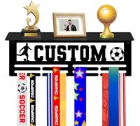 LOFART Personalized Medal HolderDisplay Custom Trophy Shelf with Name Display Rack for Awards Ribbons Custom Medal Hanger Gifts for Athlete Teens Adults(Style 3)