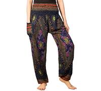 Lofbaz Harem Pants for Women Yoga Boho Hippie Clothing Bohemian Palazzo Beach Maternity Pajama Gypsy Indian Travel Clothes - Floral 3 Dark Blue 3XL Plus