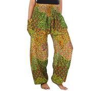 Lofbaz Harem Pants for Women Yoga Boho Hippie Clothing Palazzo Bohemian Beach Trousers Maternity Pajama Indian Gypsy Travel Clothes - Peacock 3 Light Green L