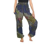 Lofbaz Harem Pants for Women Yoga Boho Hippie Clothing Palazzo Bohemian Beach Trousers Maternity Pajama Indian Gypsy Travel Clothes - Peacock 3 Blue B M