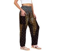 Lofbaz Harem Pants for Women Yoga Boho Hippie Clothing Womens Palazzo Bohemian Pajama Trousers Beach Indian Gypsy Genie Clothes - Peacock 1 Brown M