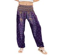 Lofbaz Harem Pants for Women Yoga Boho Hippie Clothing Womens Palazzo Bohemian Pajama Trousers Beach Indian Gypsy Genie Clothes - Peacock 1 Purple S