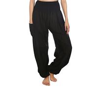 Lofbaz Harem Pants for Women Yoga Boho Hippie Clothing Womens Palazzo Bohemian Pajama Trousers Beach Indian Gypsy Genie Clothes - Solid 1 Black XXL