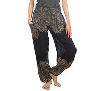 Lofbaz Harem Pants for Women Yoga Boho Hippie Clothing Womens Palazzo Bohemian Pajama Trousers Beach Indian Gypsy Genie Clothes - Floral 1 Black S