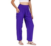 Lofbaz Harem Pants for Women Yoga Boho Hippie Clothing Womens Palazzo Bohemian Pajama Trousers Beach Indian Gypsy Genie Clothes - Solid 1 Purple M