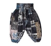 Lofbaz Kid's Patch Boho Pants - Black - 10-11Y