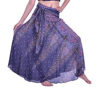 Lofbaz Long Maxi Skirts for Women Boho Gypsy Dress Bohemian Hippie Dresses African Clothing Womens Indian Wrap Skirt Plus Dark Blue and Red One Size