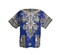 Lofbaz Traditional African Print Unisex Dashiki Ethnic Size S Dark Blue