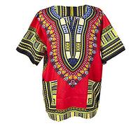 Lofbaz Traditional African Print Unisex Dashiki Size M Red