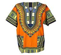 Lofbaz Traditional African Print Unisex Dashiki Size XXL Orange