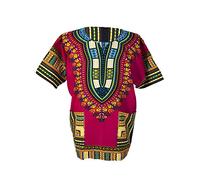 Lofbaz Traditional African Print Unisex Dashiki Size XXL Pink