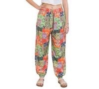 Lofbaz Women Boho Harem Pants High Waist Yoga Joggers Clothes Flowy Loose Summer Beach Trouser Hippie Bohemian Lounge Patch 1 Green OS