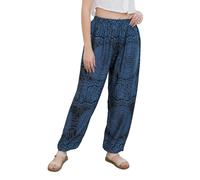 Lofbaz Women Harem Yoga Pants Boho Summer Flowy Clothes High Waist Joggers Lounge Beach Baggy Casual Bohemian Outfits Rose Flower Pattern 4 Navy OS