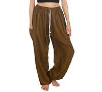 Lofbaz Women's Drawstring Harem Solid Bohemian Hippie Rayon Pants Dark Green L