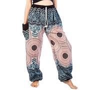 Lofbaz Women's Drawstring Rose 1 Harem Boho Genie Pants White M