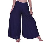 Lofbaz Women's Extra Wide Leg Palazzo Pants Yoga Lounge Hippie Harem Flowy Trousers Ethnic Tribal Elastic Waist Loose Indian Vintage 60s 70s Slacks - Dark Blue #6 L