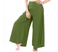 Lofbaz Women's Extra Wide Leg Palazzo Pants Yoga Lounge Hippie Harem Flowy Trousers Ethnic Tribal Elastic Waist Loose Indian Vintage 60s 70s Slacks - Green #28 - L