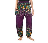 Lofbaz Women's Floral Printed Harem Pants Purple 4XL