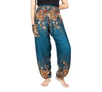 Lofbaz Women's Floral Printed Harem Pants Teal Green XL