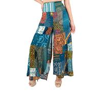 Lofbaz Women's Patchwork Wide Leg Palazzo Trousers Yoga Hippie Harem Trousers, Green, 4XL Plus
