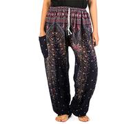 Lofbaz Women's Peacock 1 Drawstring Harem Boho Pants Dark Blue M