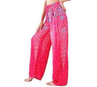 Lofbaz Women's Peacock 1 Drawstring Harem Boho Pants Pink & Light Blue 2XL