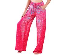Lofbaz Women's Peacock 1 Drawstring Harem Boho Pants Pink & Light Blue L