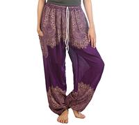 Lofbaz Women's Peacock 2 Drawstring Harem Boho Pants Purple XL