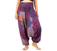 Lofbaz Women's Peacock Harem 2 in 1 Jumpsuit Pants Purple XL