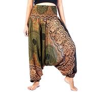Lofbaz Women's Rose 1 Smocked Waist 2 in 1 Harem Jumpsuit Pants Green M