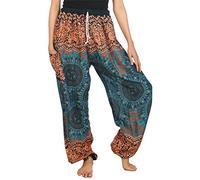 Lofbaz Women's Rose 2 Drawstring Harem Genie Boho Pants Teal Green XL