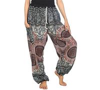 Lofbaz Women's Rose 2 Drawstring Harem Genie Boho Pants White 3XL