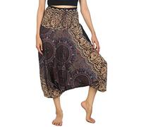 Lofbaz Women's Rose 2 Smocked Waist 2 in 1 Harem Jumpsuit Pants Grey 4XL