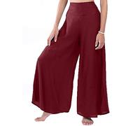 Lofbaz Women's Wide Leg Palazzo Pants Yoga Lounge Hippie Harem Flowy Trousers Lightweight Fall Plus Ladies Pajamas Sleepwear Aladdin Gypsy - Solid Red - XL
