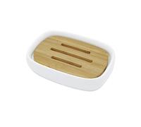 Lofekea Ceramic Soap Dish Bamboo Soap Holder for Bathroom and Shower Double Layer Draining Soap Dish Tray