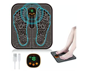 LOFFU Electronic Feet Massager, Relax Muscle Stimulatior Massage Mat, EMS Foot Massager with 8 Modes 19 Intensities, Folding Portable Foot Spa, Best Gift for Women Men
