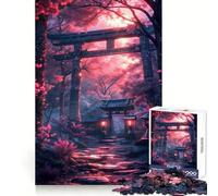 LoFi Japanese Garden Torii Gate 1000 Piece Jigsaws for Teenagers Puzzle DIY Fun Bright Hue Pattern Build Wall Accent (50x75cm)
