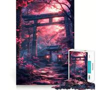 LoFi Japanese Garden Torii Gate 1000 Piece Jigsaws for Teenagers Puzzle DIY Fun Bright Hue Pattern Build Wall Accent (50x75cm)